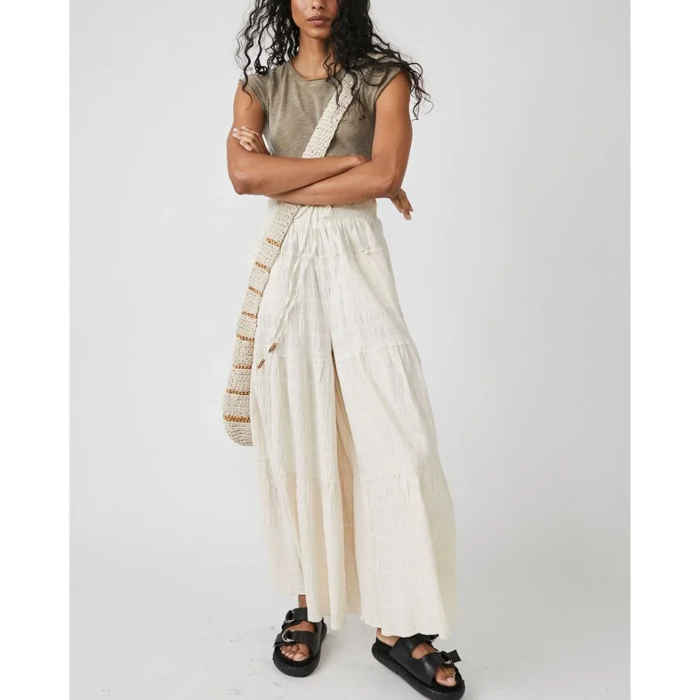Elegant Cream Wide-Leg Pants By Free People